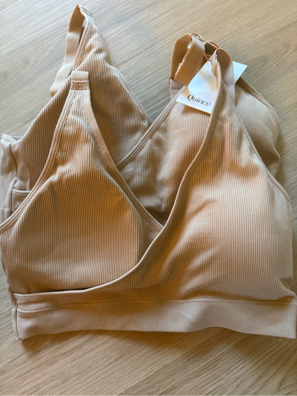 Quince Seamless Ribbed Nursing Bra Crossover Lounge NEW 2 Pack